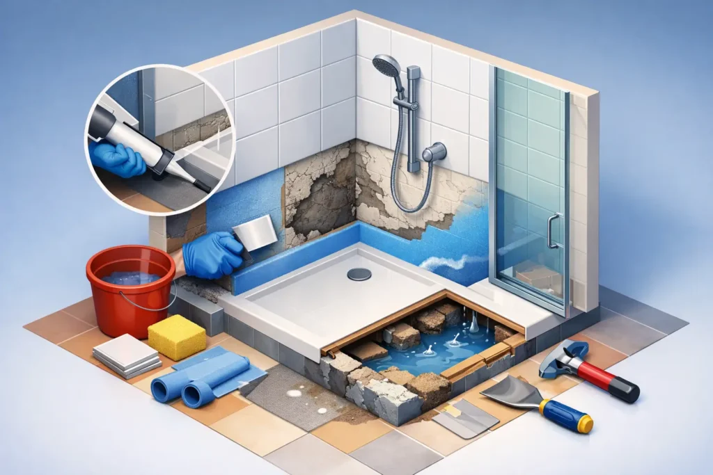 How to Repair a Leaking Shower Recess Properly