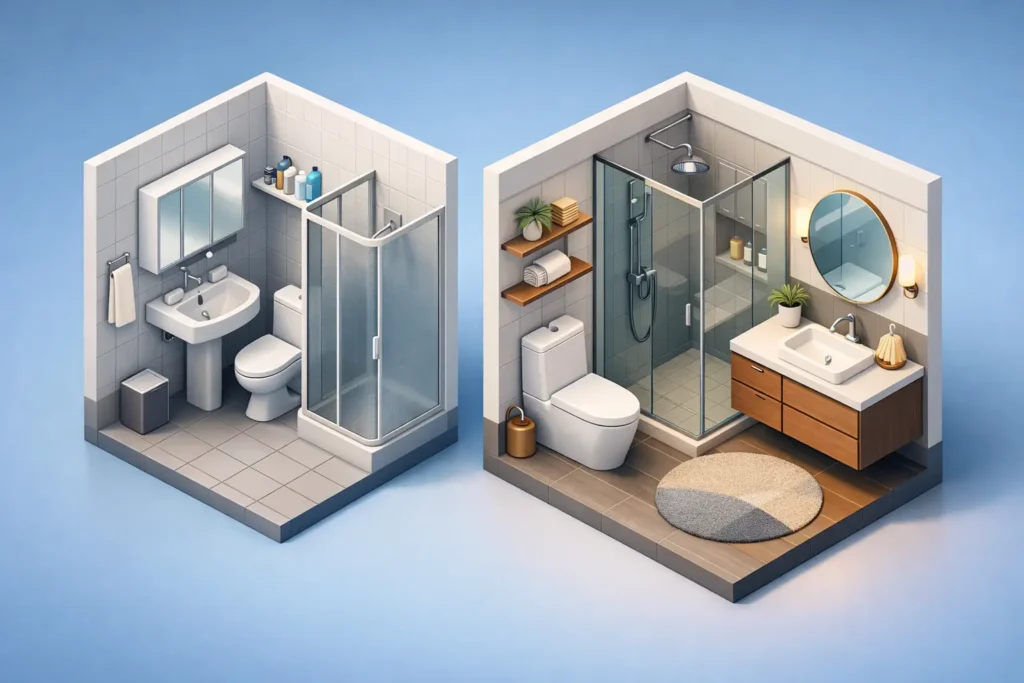 A Small Bathroom Layout Makeover Example